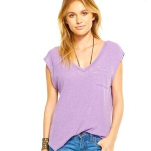 NWT CHASER V-Neck Relaxed Cap Sleeve Top Light Purple Size Medium